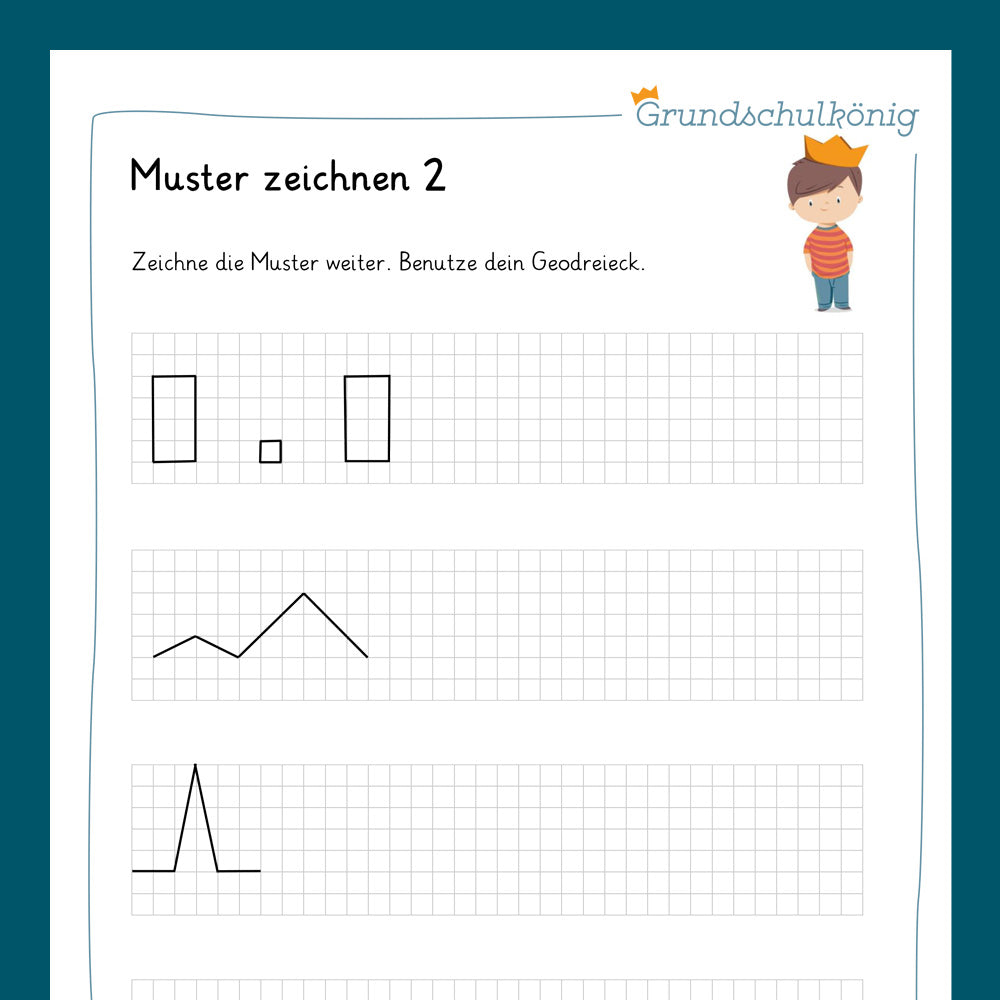Königspaket: Muster zeichnen (Mathe, 4. Klasse) - inklusive Test