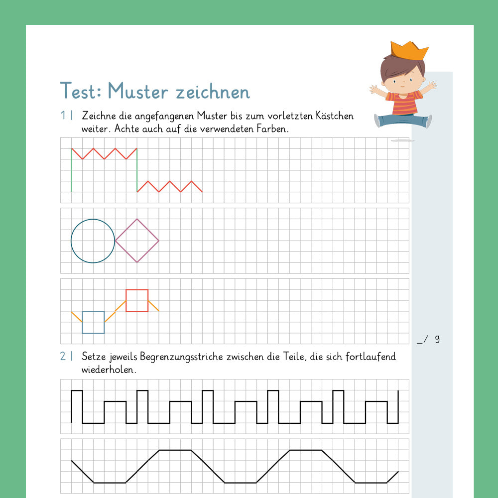 Königspaket: Muster zeichnen (Mathe, 4. Klasse) - inklusive Test