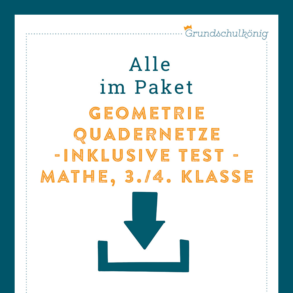 Königspaket: Quadernetze (Mathe, 3./ 4. Klasse) - inklusive Test!