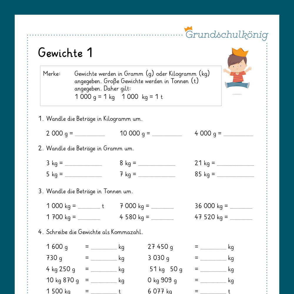 Königspaket: Gewichte (Mathe, 4. Klasse) - inklusive Test