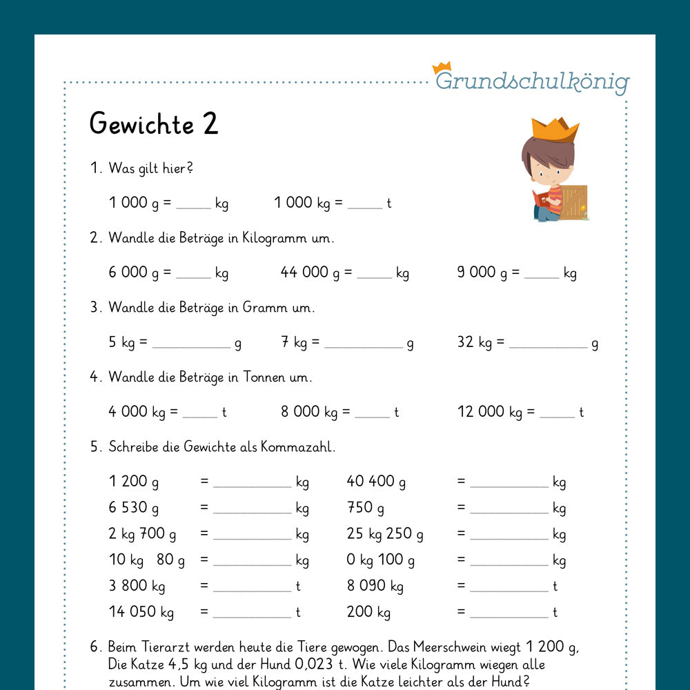 Königspaket: Gewichte (Mathe, 4. Klasse) - inklusive Test