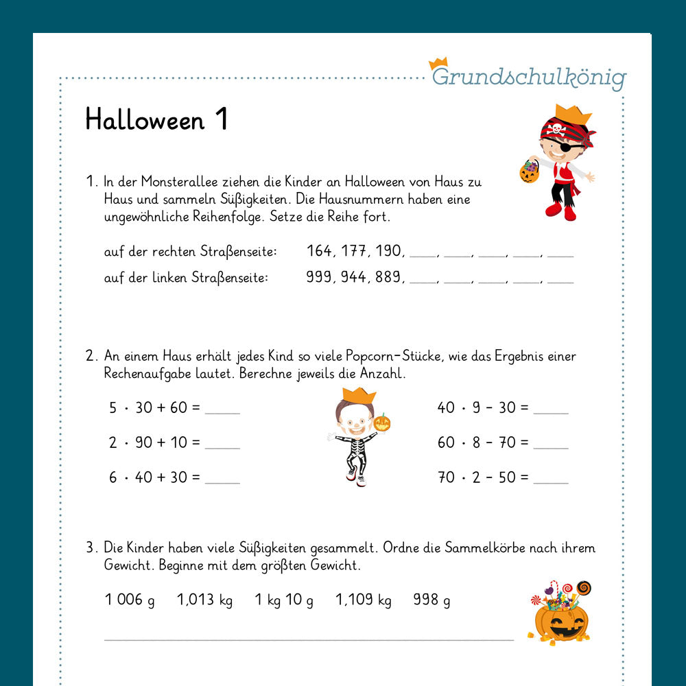 Königspaket: Halloween (Mathe, 4. Klasse)