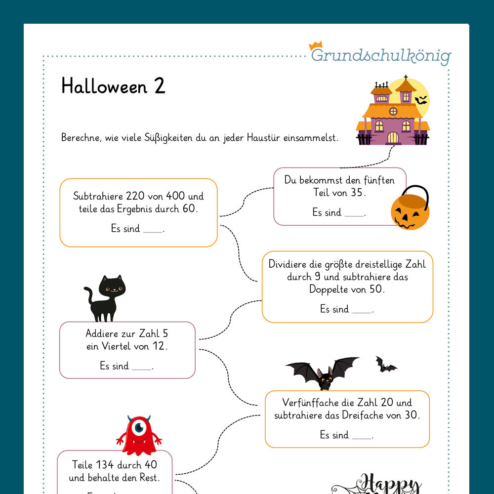 Königspaket: Halloween (Mathe, 4. Klasse)