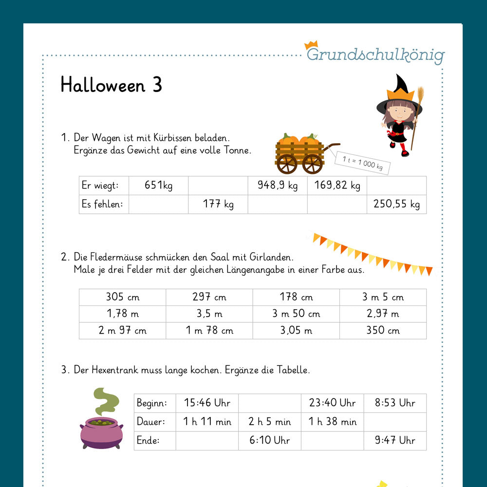 Königspaket: Halloween (Mathe, 4. Klasse)