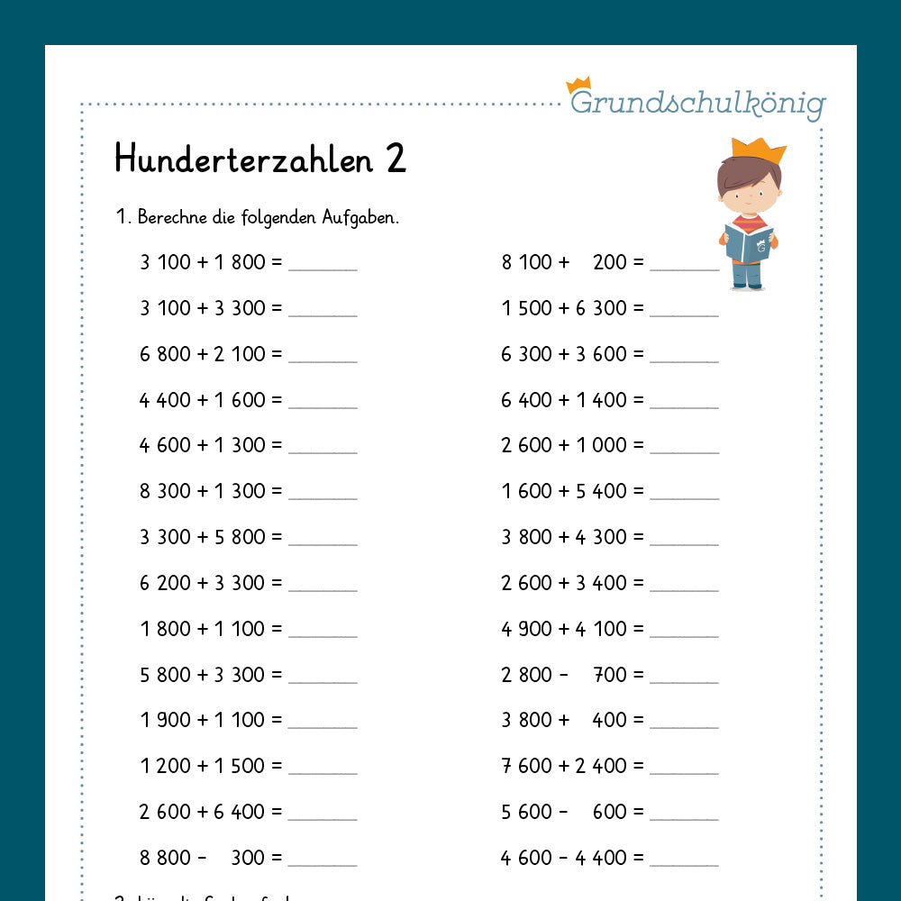 Königspaket: Hunderterzahlen im Zahlenraum 10 000 (Mathe, 4. Klasse) - inklusive Test
