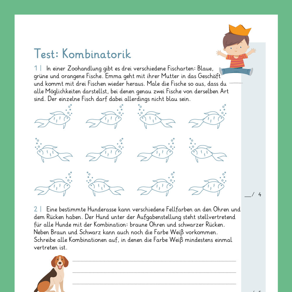 Königspaket: Kombinatorik (Mathe, 4. Klasse) - inklusive Test