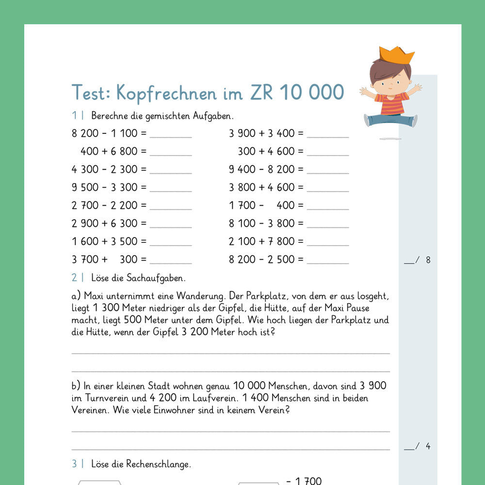 Königspaket: Kopfrechnen im ZR 10 000 (Mathe, 4. Klasse) - inklusive Test