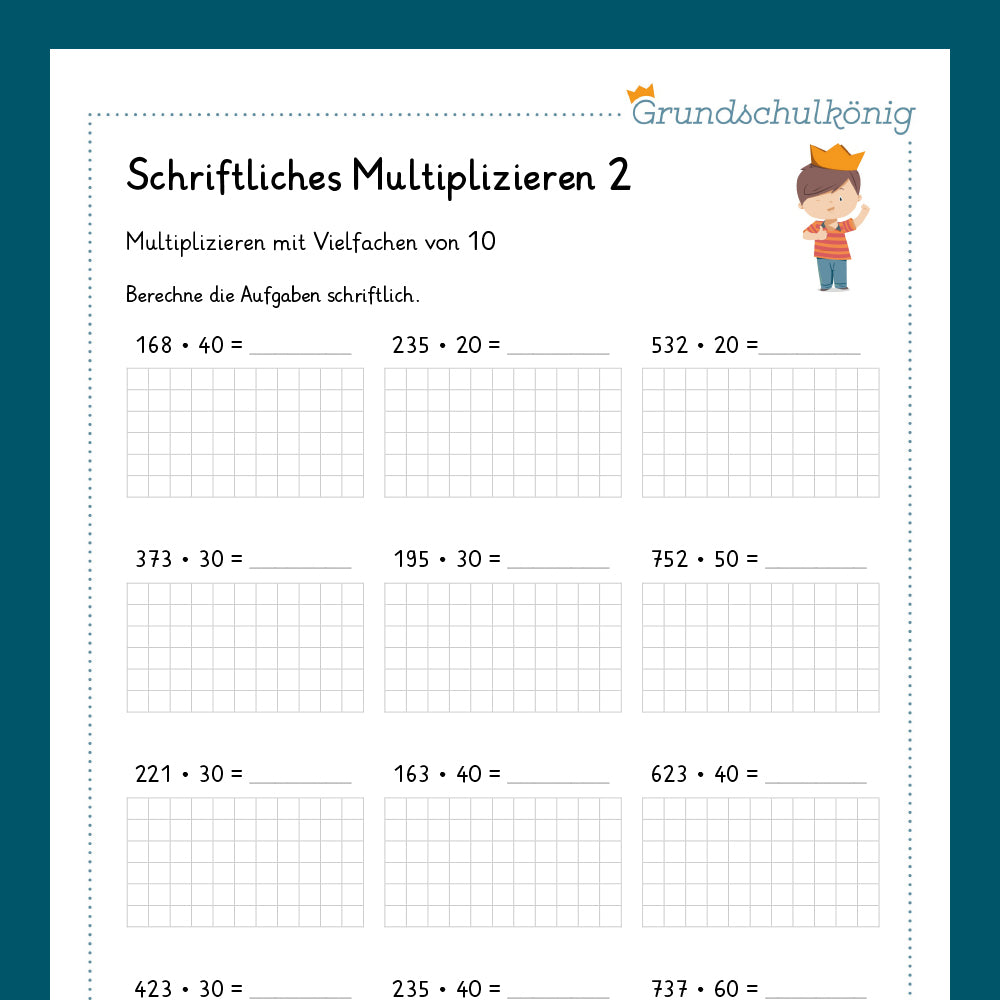 Königspaket: Multiplikation mit Vielfachen von 10 und 100 (Mathe, 4. Klasse) - inklusive 2 Tests
