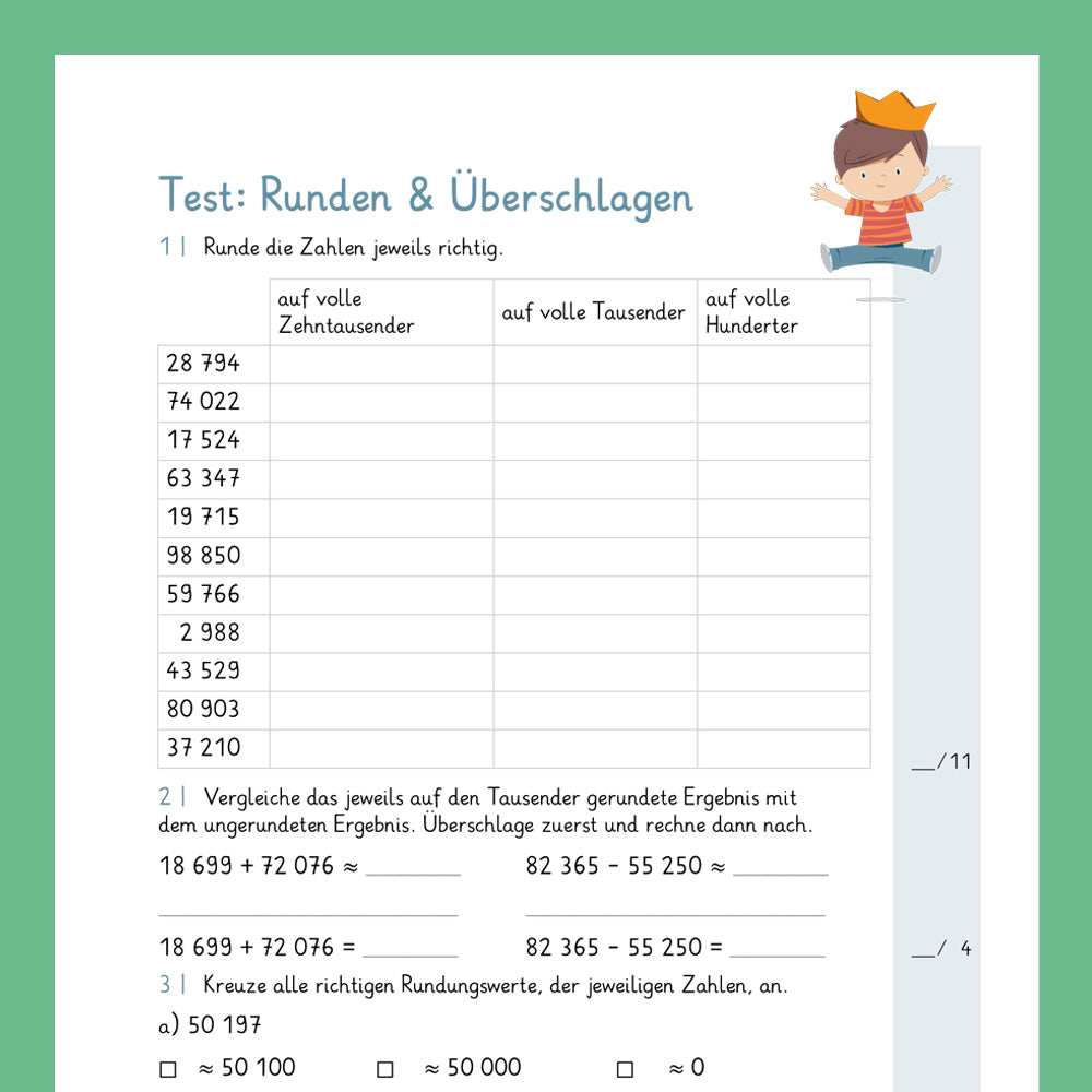 Königspaket: Runden und Überschlagen im ZR 100 000 (Mathe, 4. Klasse) - inklusive Test