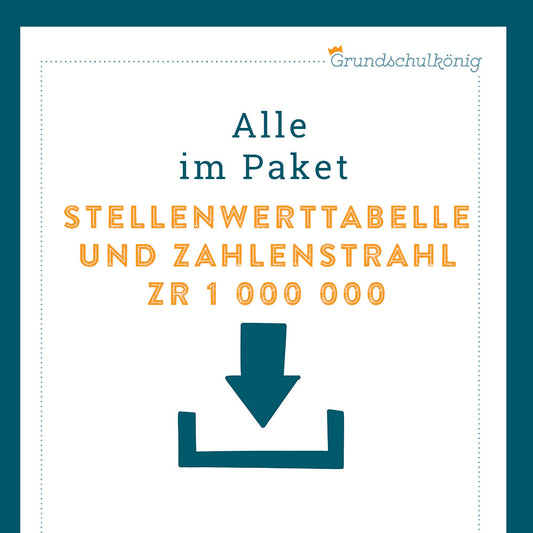 Königspaket: Stellenwerttabelle und Zahlenstrahl im Zahlenraum 1 000 000 (Mathe, 4. Klasse)