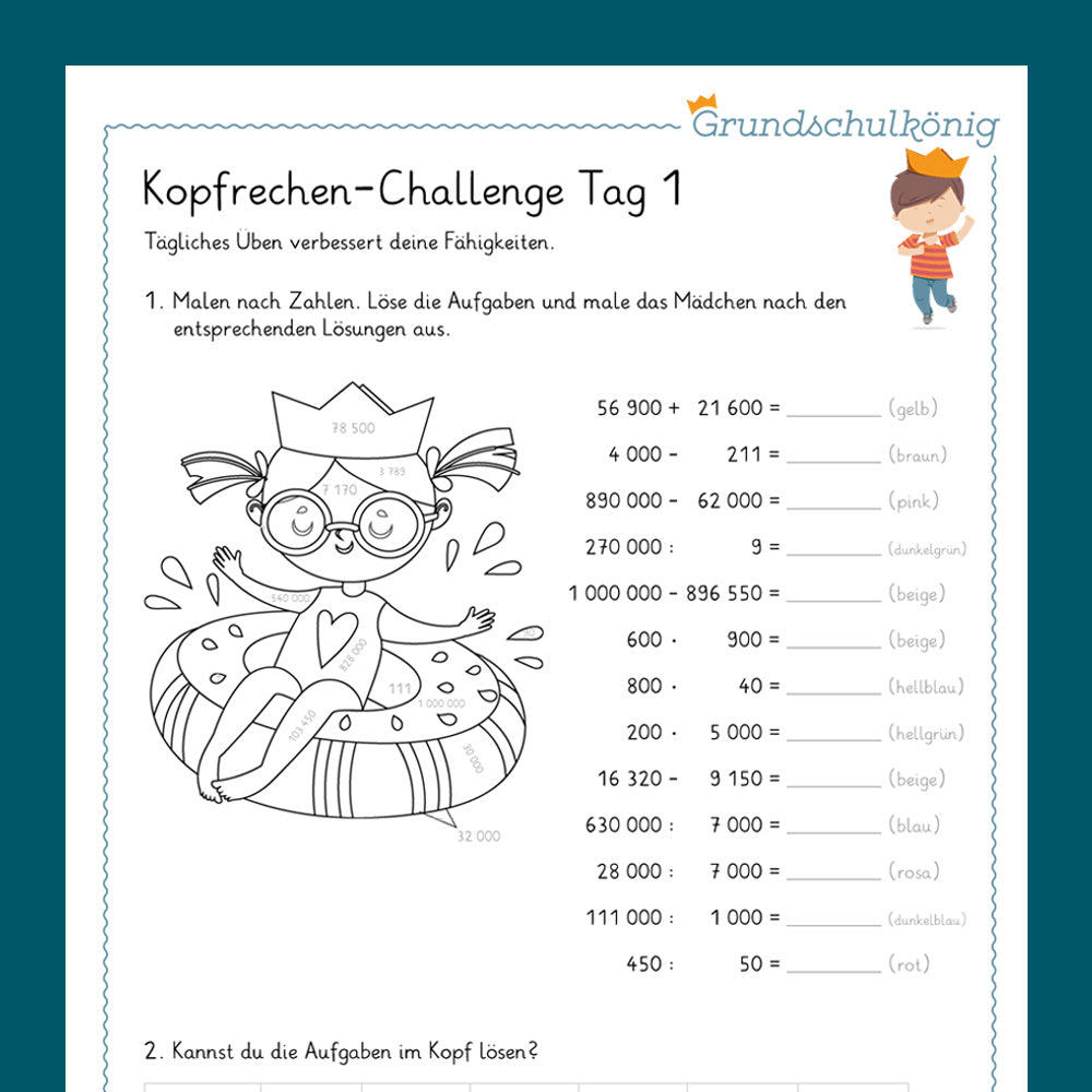 Die 14-Tage-Kopfrechen-Challenge im Zahlenraum 1 000 000