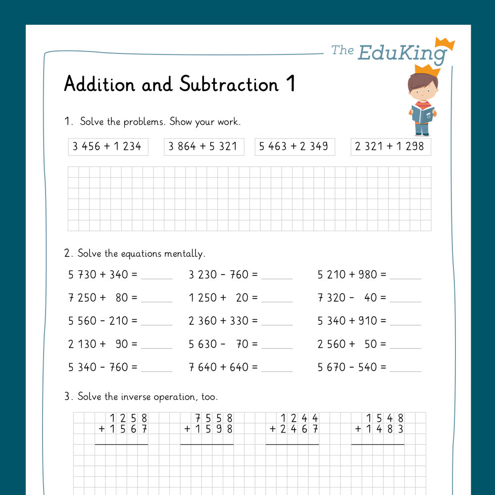 Master Bundle: Addition and Subtraction, 4-Digit Numbers (Math, Grade 4)
