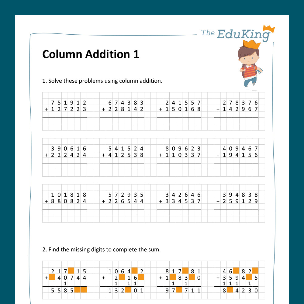 Master Bundle: Column Addition 6-Digit-Numbers