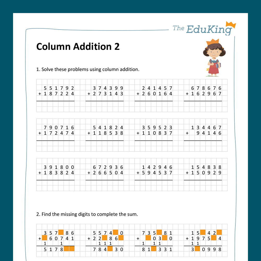 Master Bundle: Column Addition 6-Digit-Numbers