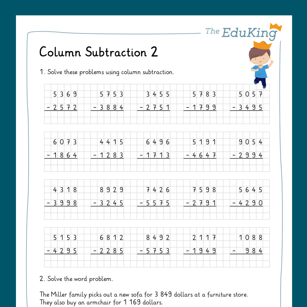 Master Bundle: Column Subtraction, 4-Digit-Numbers (Math, Grade 4) - including a Test