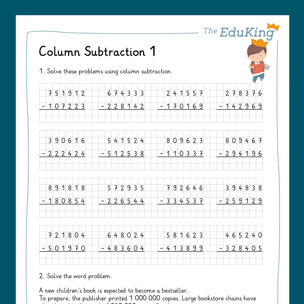 Master Bundle: Column Subtraction, 6-Digit-Numbers (Math, Grade 4) - including a Test
