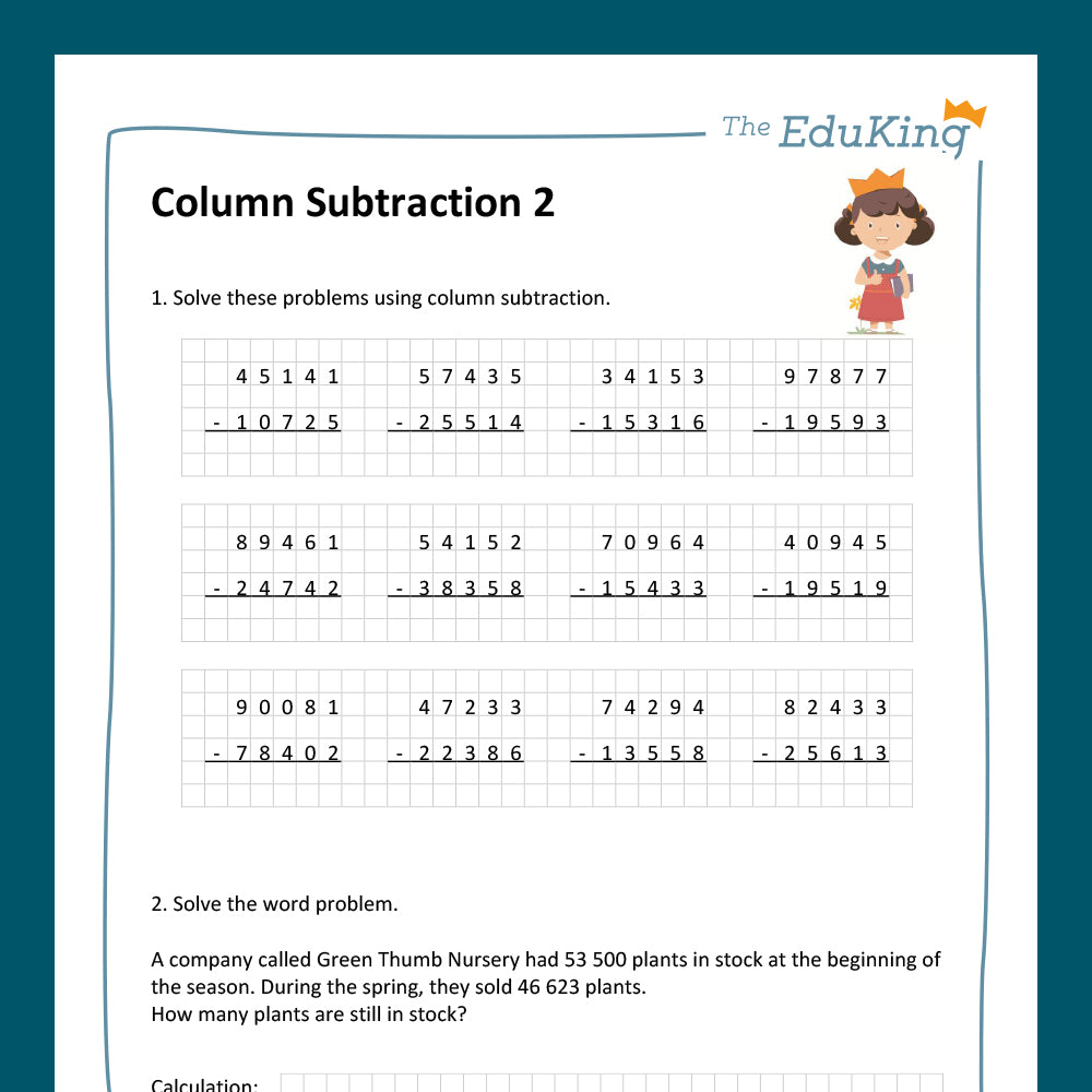 Master Bundle: Column Subtraction 5-Digit-Numbers