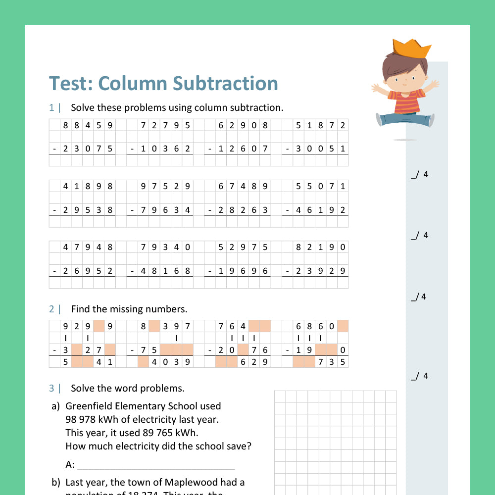 Master Bundle: Column Subtraction 5-Digit-Numbers