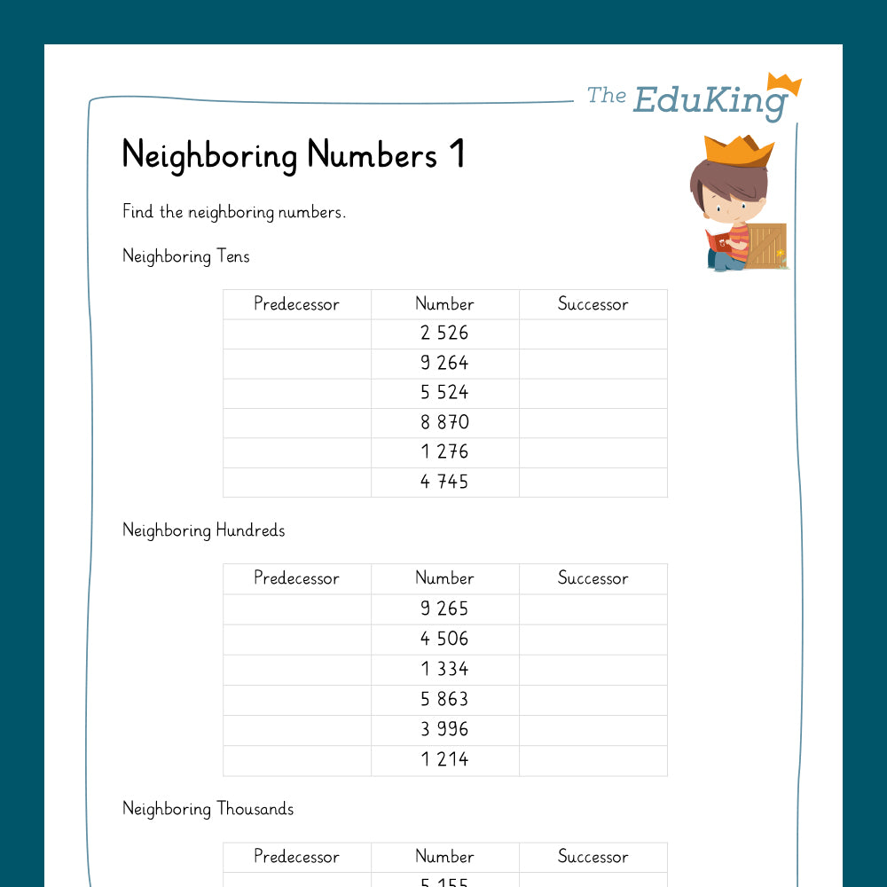 Master Bundle: Neighboring Numbers, 4-Digit Numbers (Math, Grade 4)