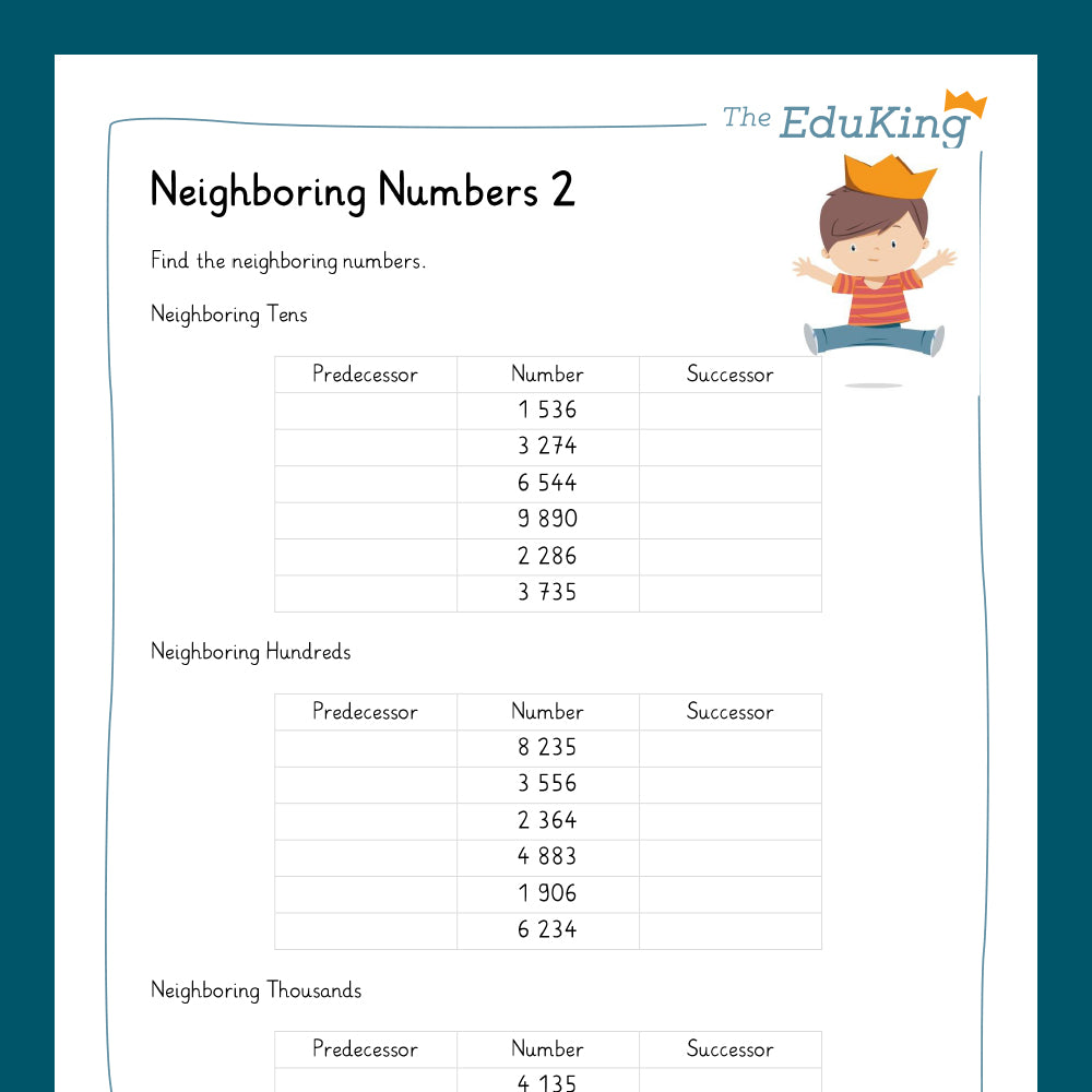 Master Bundle: Neighboring Numbers, 4-Digit Numbers (Math, Grade 4)