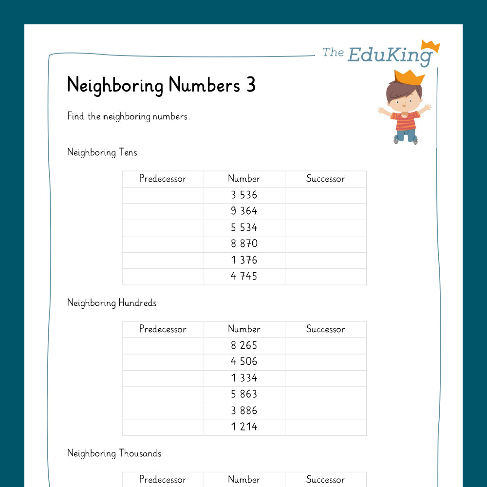 Master Bundle: Neighboring Numbers, 4-Digit Numbers (Math, Grade 4)