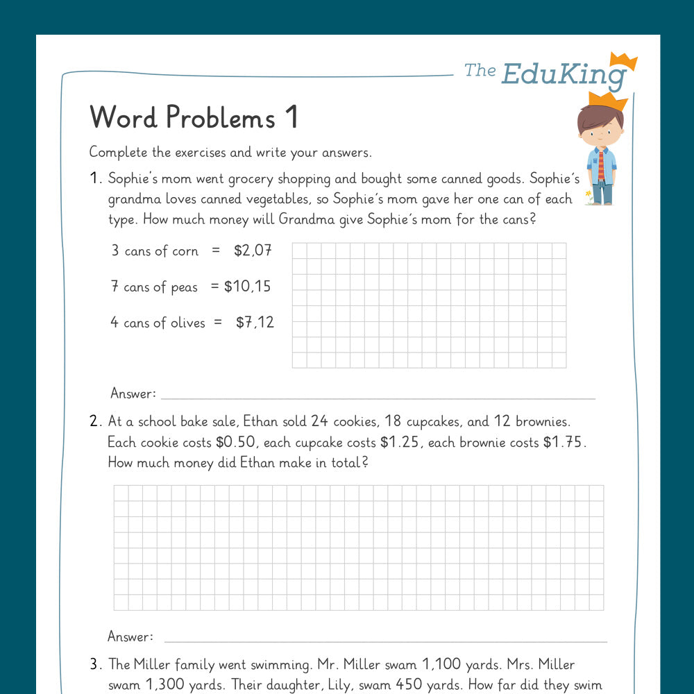 Master Bundle: Mixed Word Problems (Math, Grade 4) - including a Test
