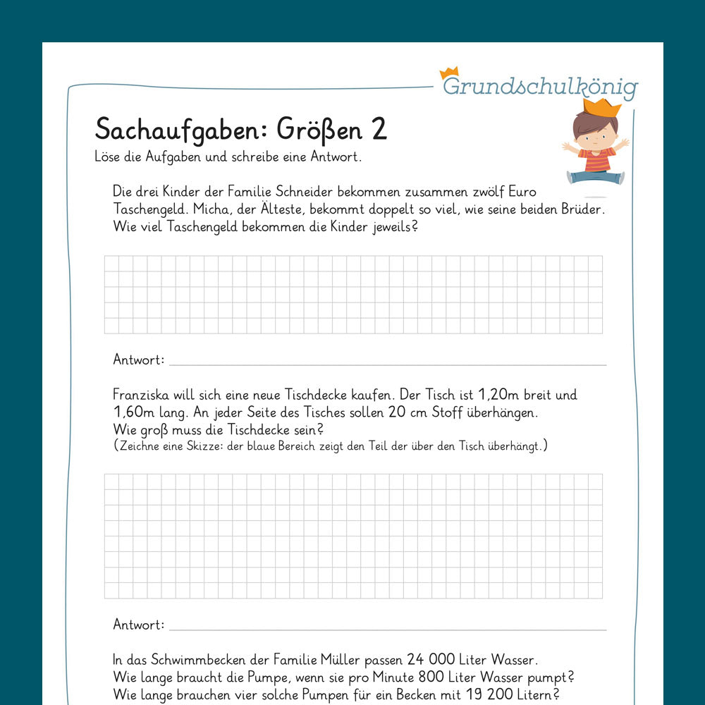 Königspaket: Sachaufgaben - Größen & Geld (Mathe, 4. Klasse) - inklusive Test