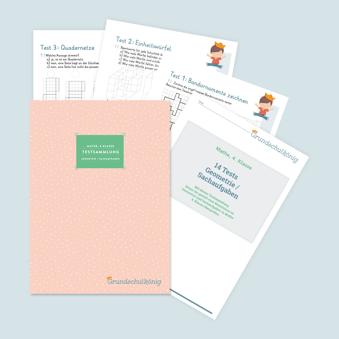 Testsammlung für Mathe "Geometrie & Sachaufgaben" in der 4. Klasse
