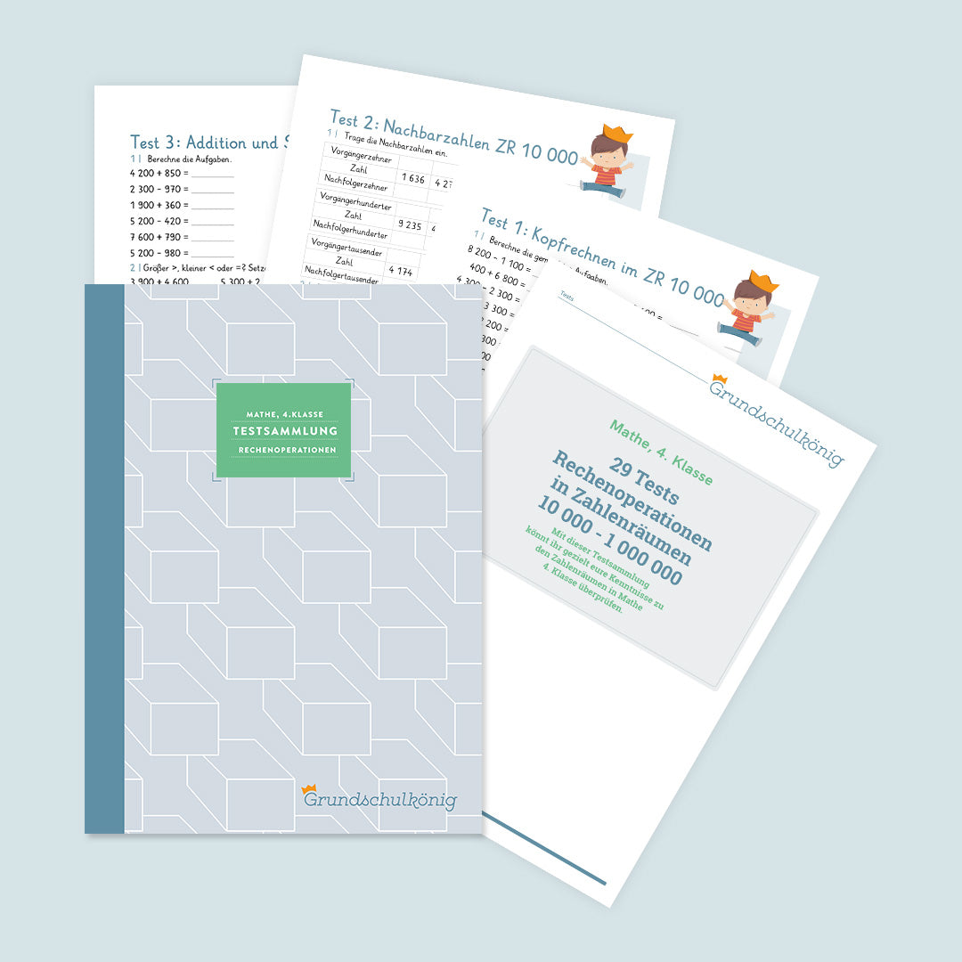 Testsammlung für Mathe "Rechenoperationen" in der 4. Klasse