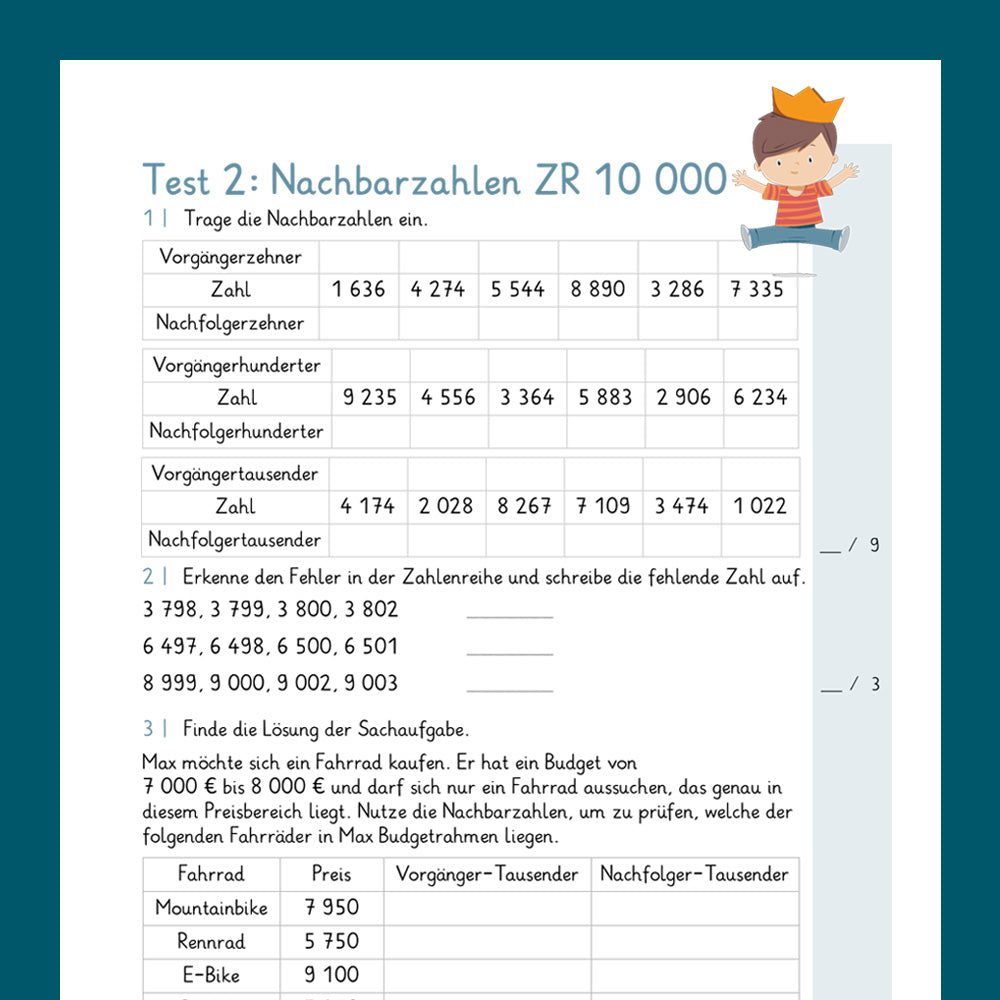 Testsammlung für Mathe "Rechenoperationen" in der 4. Klasse