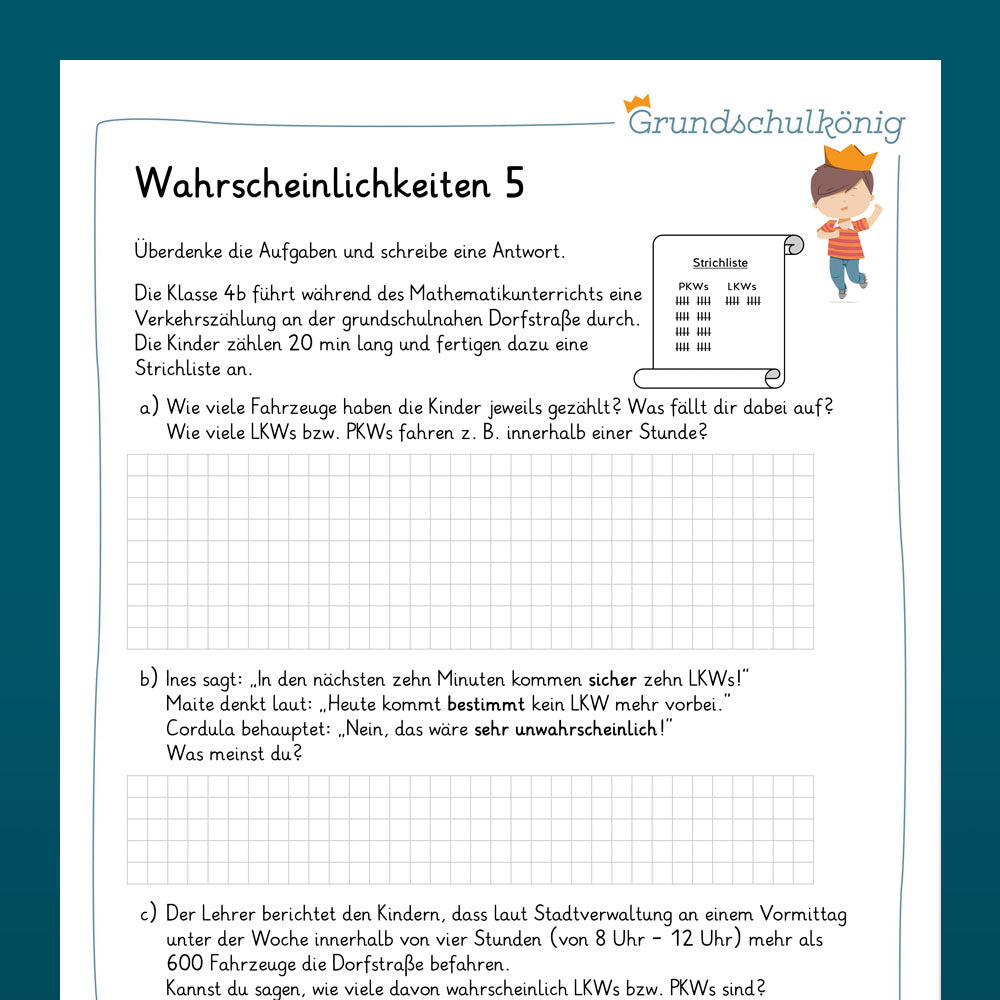 Königspaket: Wahrscheinlichkeiten (Mathe, 4. Klasse) - inklusive Test