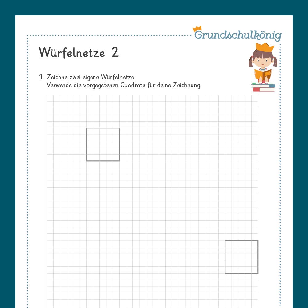 Königspaket: Würfelnetze (Mathe, 3./ 4. Klasse) - inklusive Test