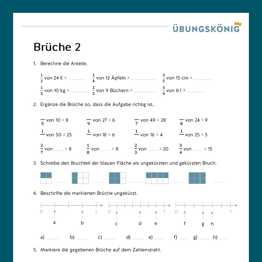 Königspaket: Brüche (Mathe, 5. Klasse) - inklusive Test