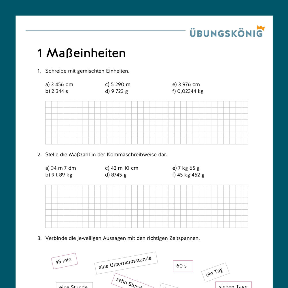 Mathe, 5. Klasse: Wiederholung des Jahresstoffs 1