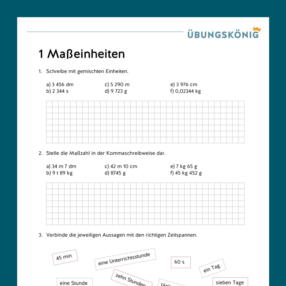 Mathe, 5. Klasse: Wiederholung des Jahresstoffs 1