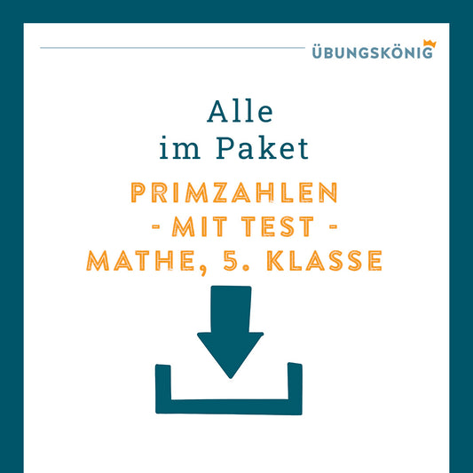 Königspaket: Primzahlen und Primfaktorzerlegung (Mathe, 5. Klasse) - mit Test