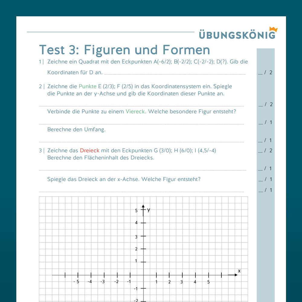 Testsammlung für Mathe, 5. Klasse