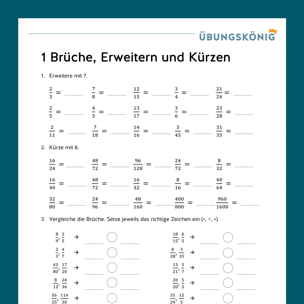 Mathe, 6. Klasse: Wiederholung des Jahresstoffs 1