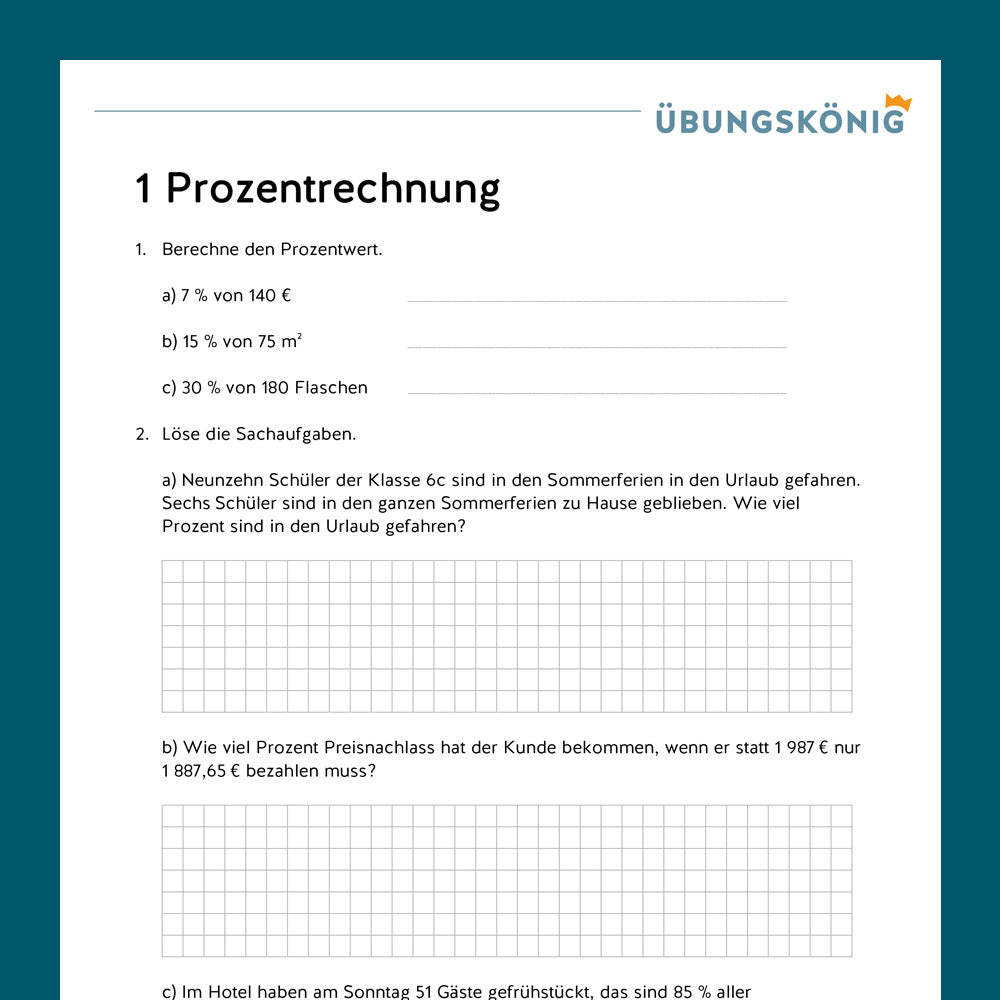 Mathe, 6. Klasse: Wiederholung des Jahresstoffs 2