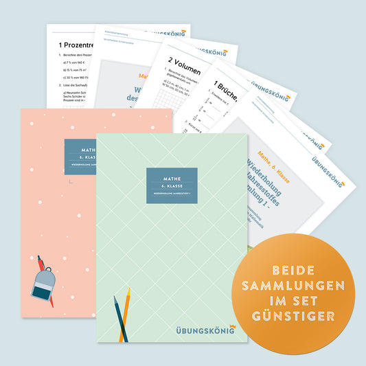 Günstiger im Set: Mathe, 6. Klasse: Wiederholung des Jahresstoffs Teil 1 + 2