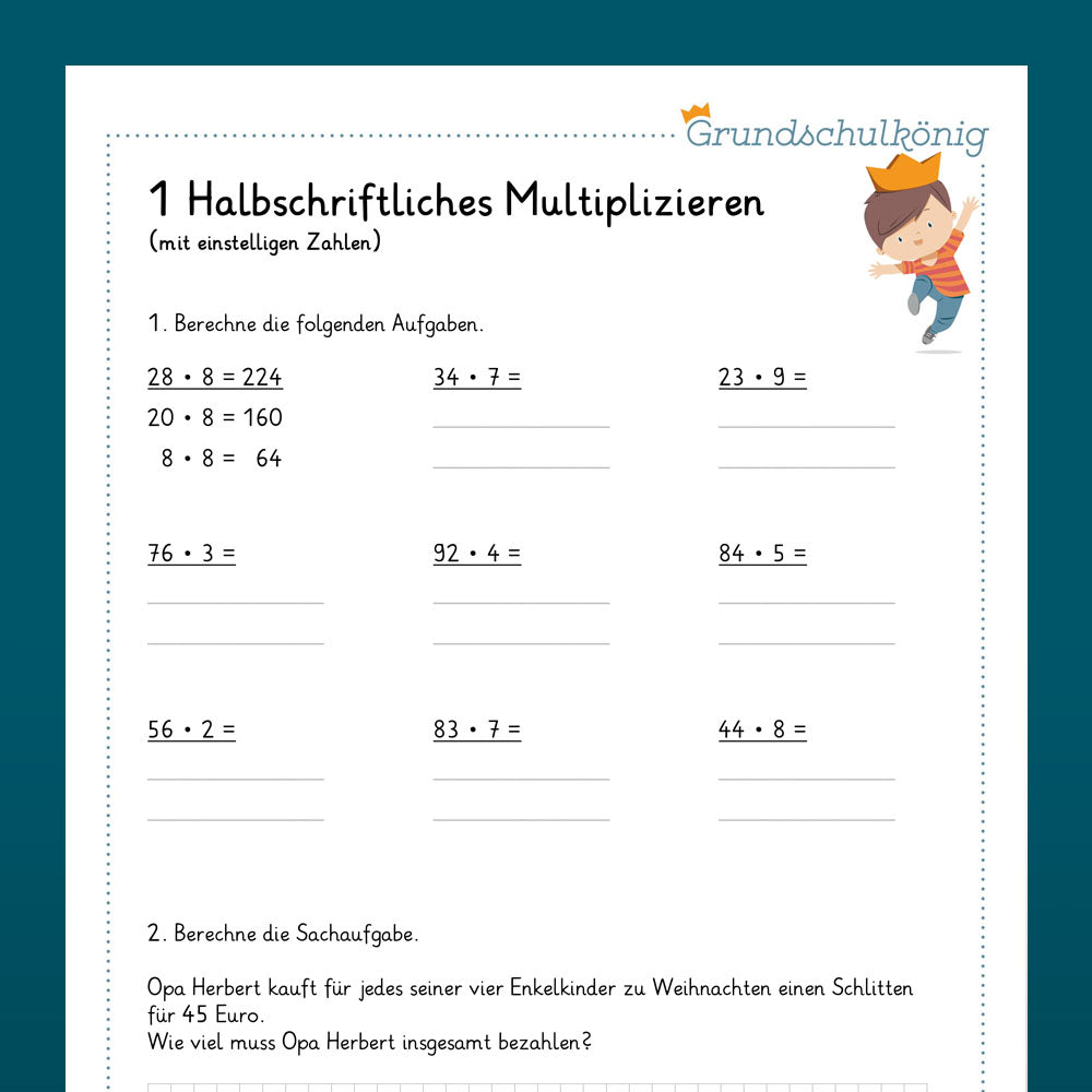Mathe, 4. Klasse: Wiederholung des Jahresstoffs 2