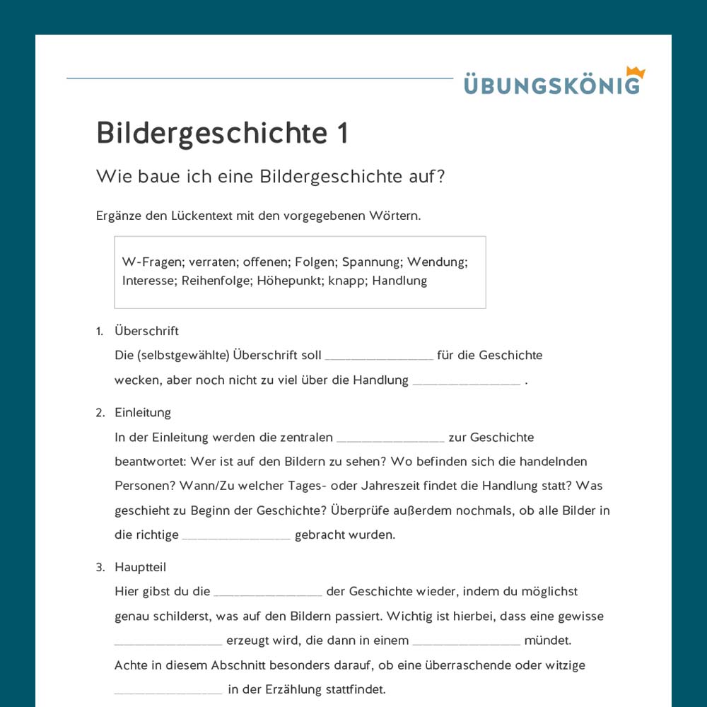 Königspaket: Bildergeschichte  (Deutsch, Mittelschule)