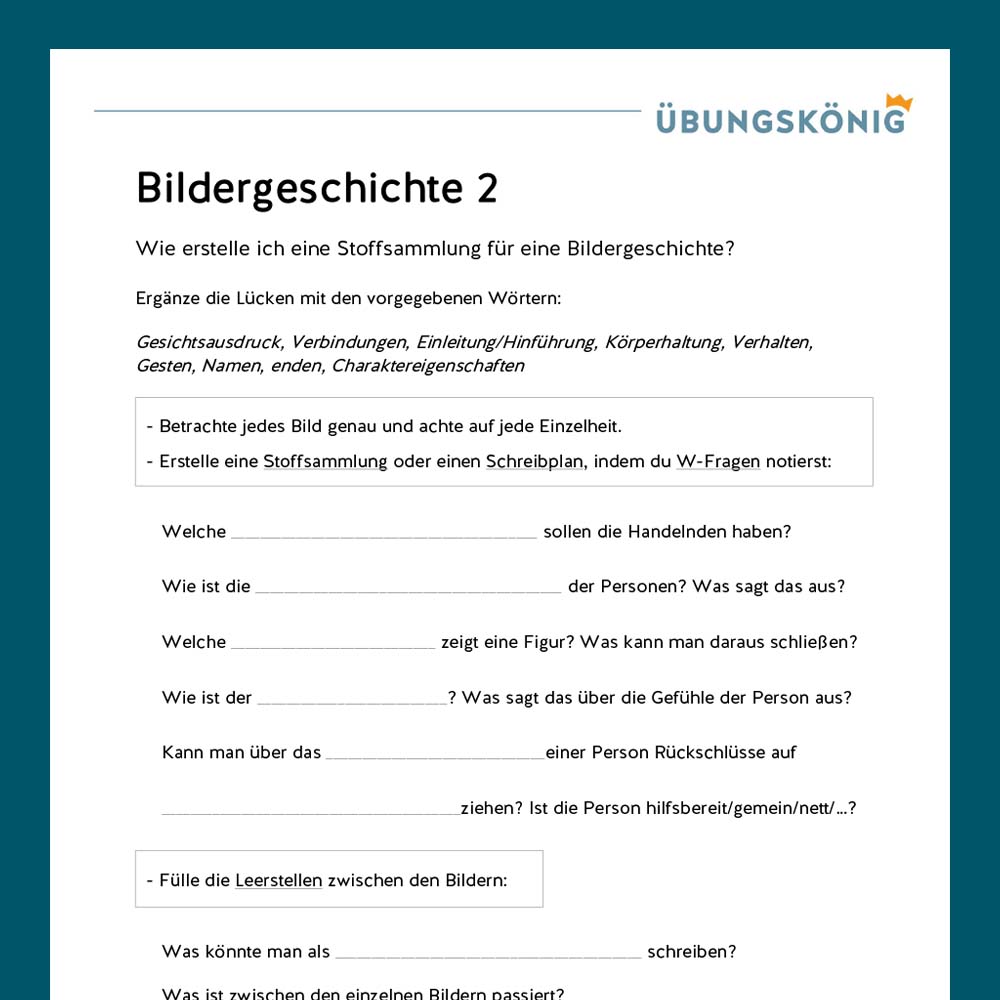 Königspaket: Bildergeschichte  (Deutsch, Mittelschule)