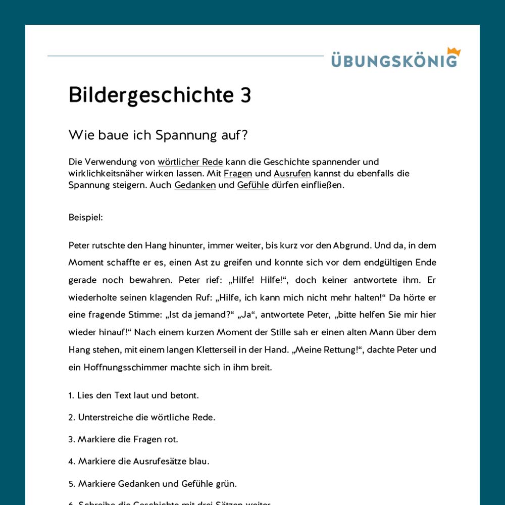 Königspaket: Bildergeschichte  (Deutsch, Mittelschule)