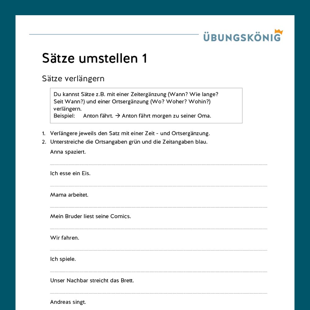 Königspaket: Satzglieder - Satzglieder umstellen (Deutsch, Mittelschule)