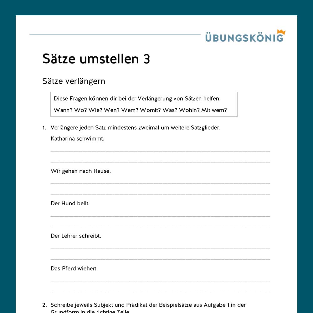 Königspaket: Satzglieder - Satzglieder umstellen (Deutsch, Mittelschule)