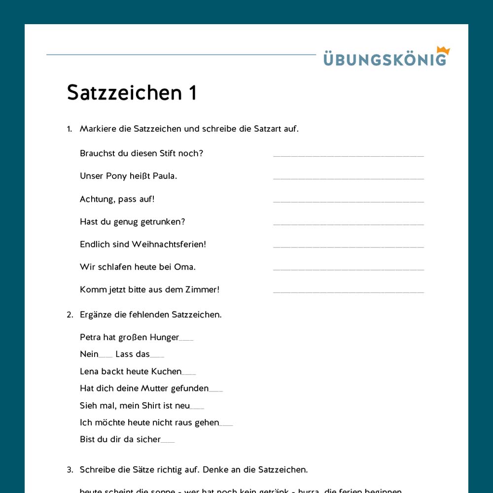 Königspaket: Satzzeichen (Deutsch, Mittelschule)