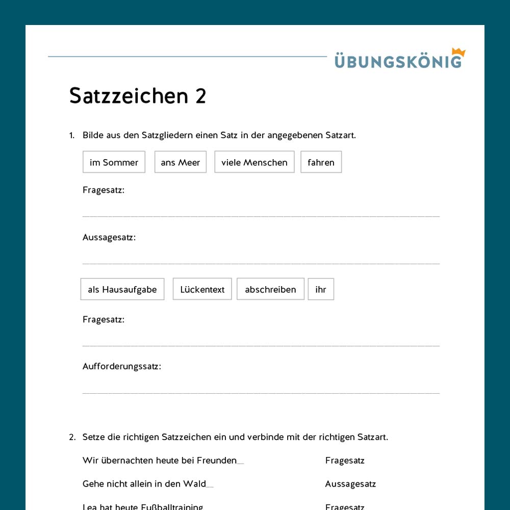 Königspaket: Satzzeichen (Deutsch, Mittelschule)