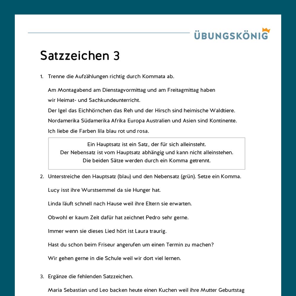 Königspaket: Satzzeichen (Deutsch, Mittelschule)