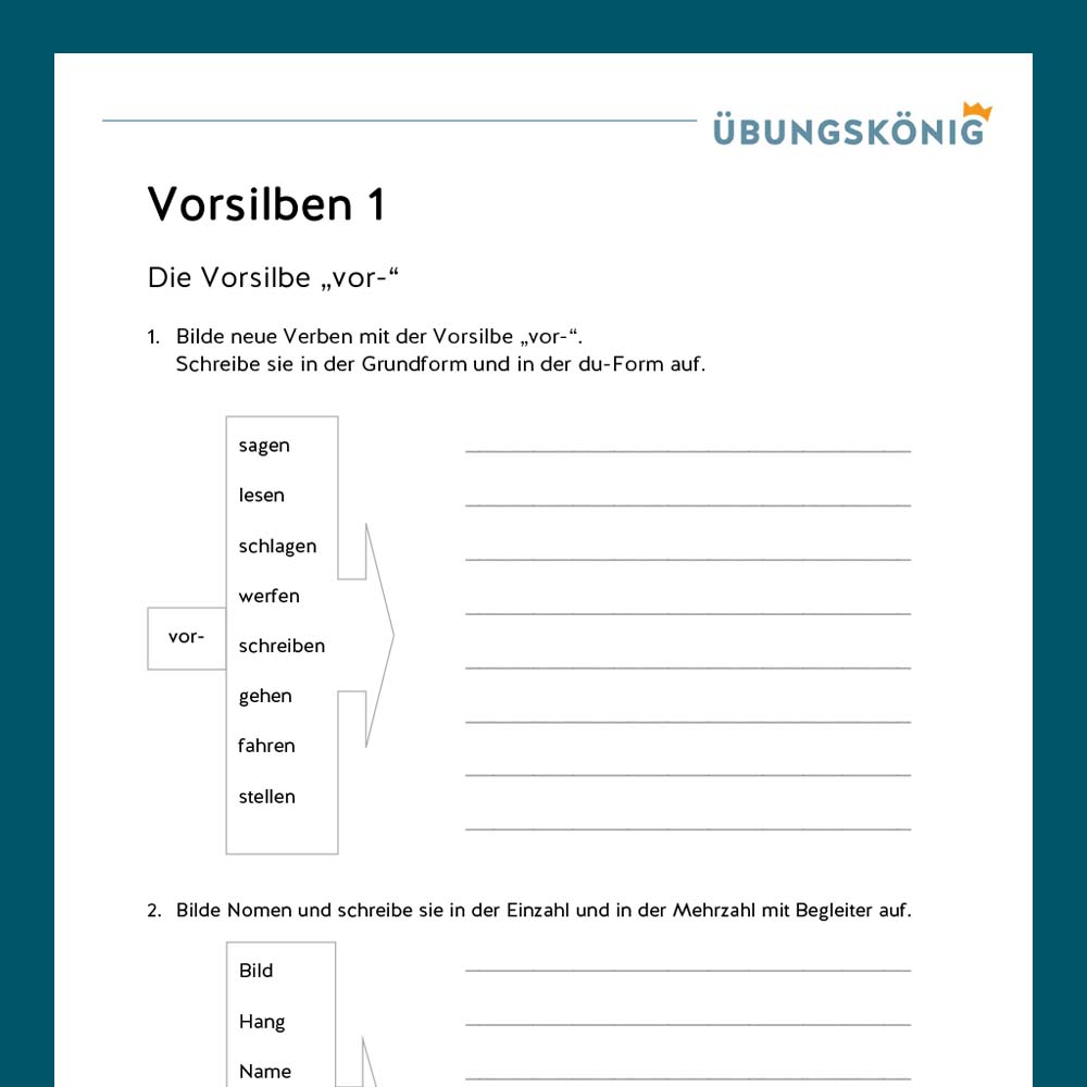 Königspaket: Vorsilben (Deutsch, Mittelschule)